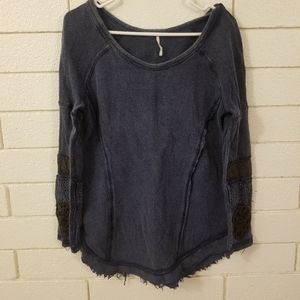 2/$30 Free People Small Navy Distresses Sweater